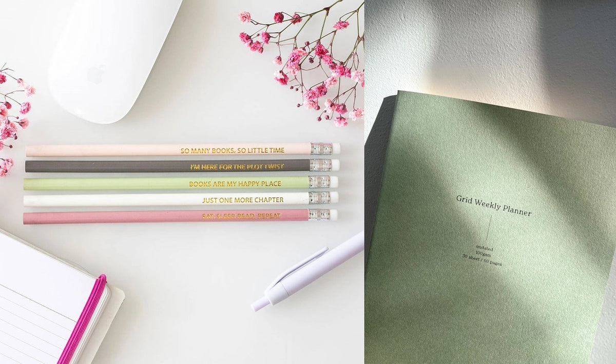 Savaitės planuokis + 5 literatūros įkvėptų pieštukų rinkinys